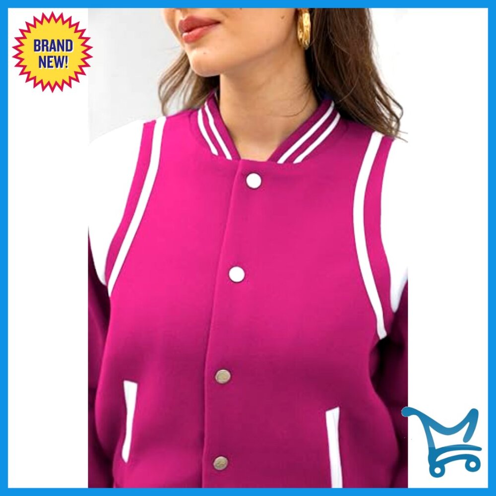 Cropped Bomber Jacket, Button Down Shacket, Varsi… - image 2